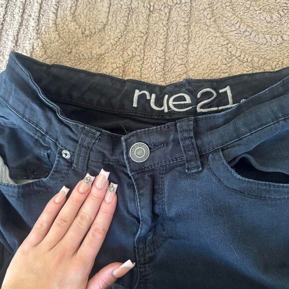Women's Black and Navy Jeans - Picture 3 of 3